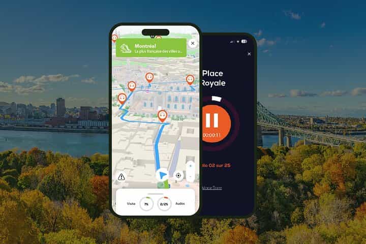 Montreal: 3.15 hours and 15 minutes audio guided walking tour and 24 audio commentaries