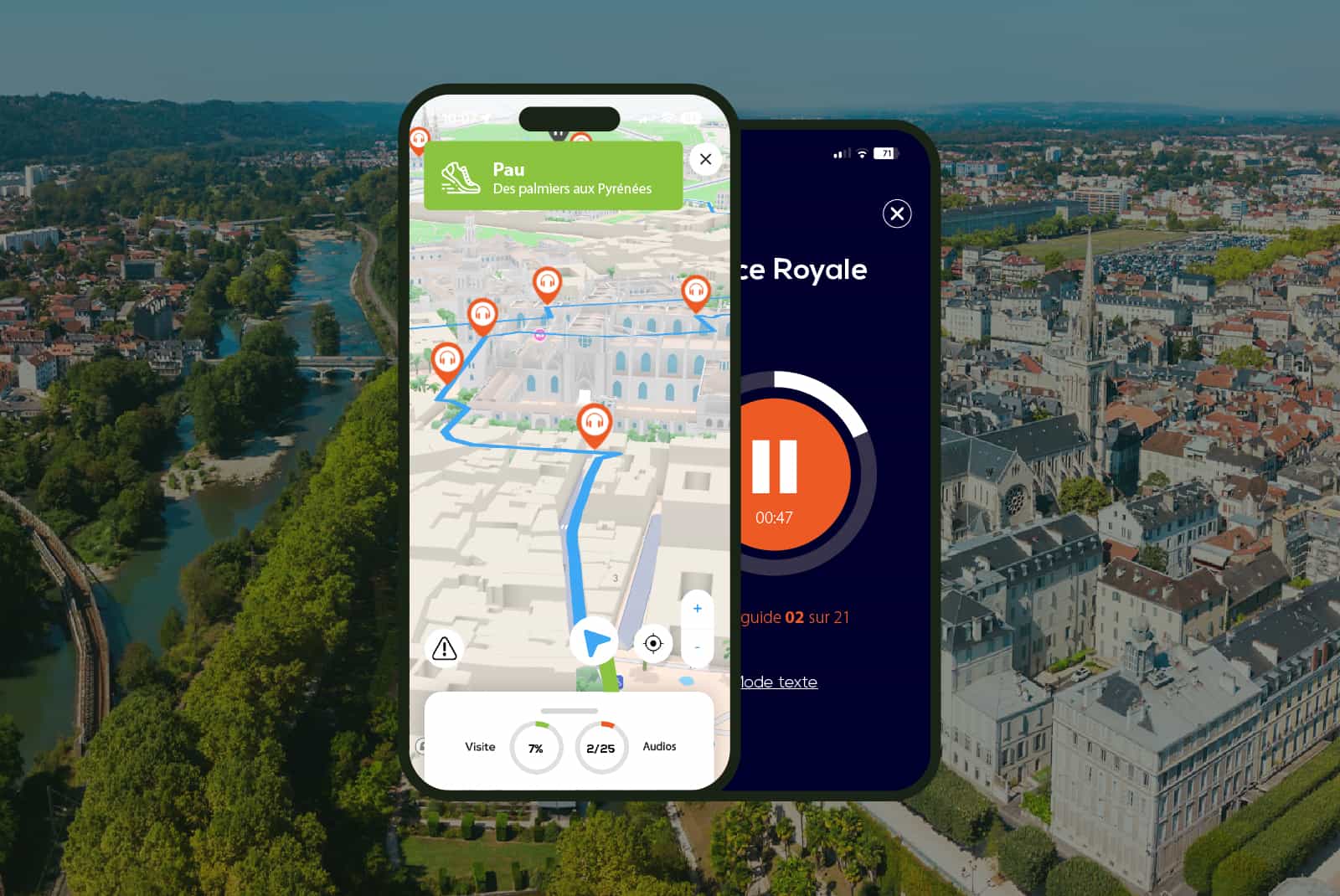 Pau: Audio guided walking tour (1h40 - 18 audio comments)