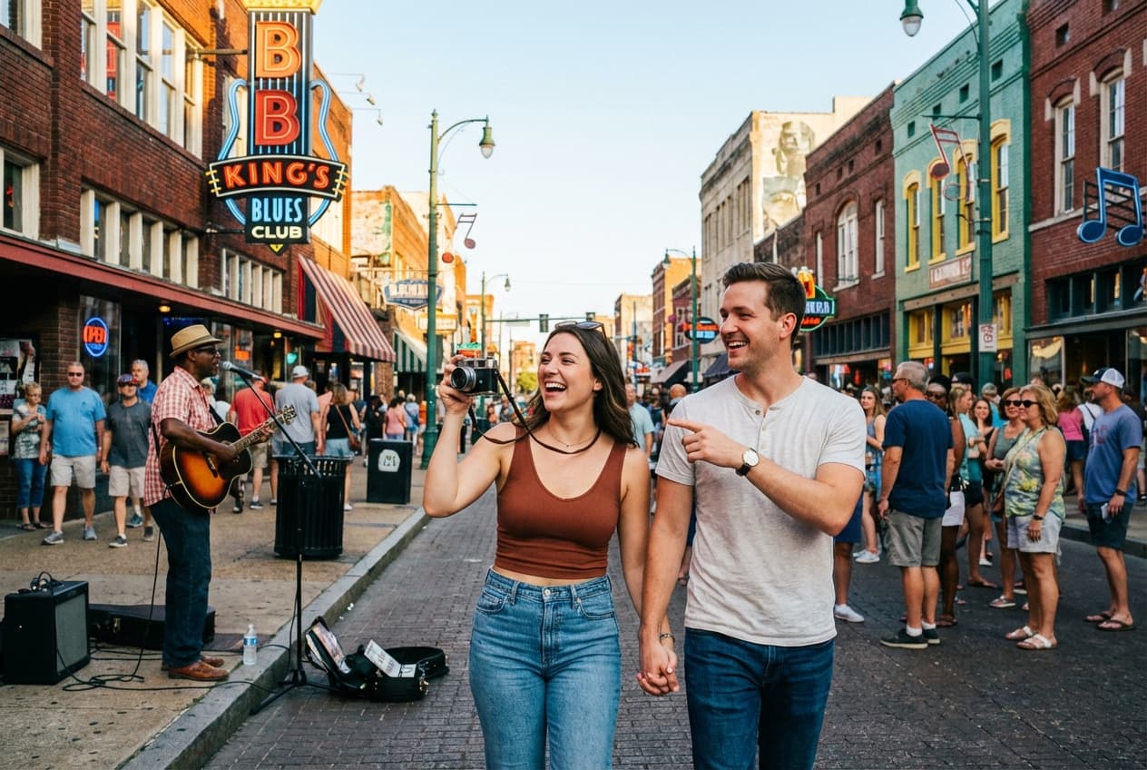 Memphis in 2 Days for Couples - Sunset skyline stroll on Mud Island River Park Memphis in 2 Days for Couples - Sunset skyline stroll on Mud Island River Park