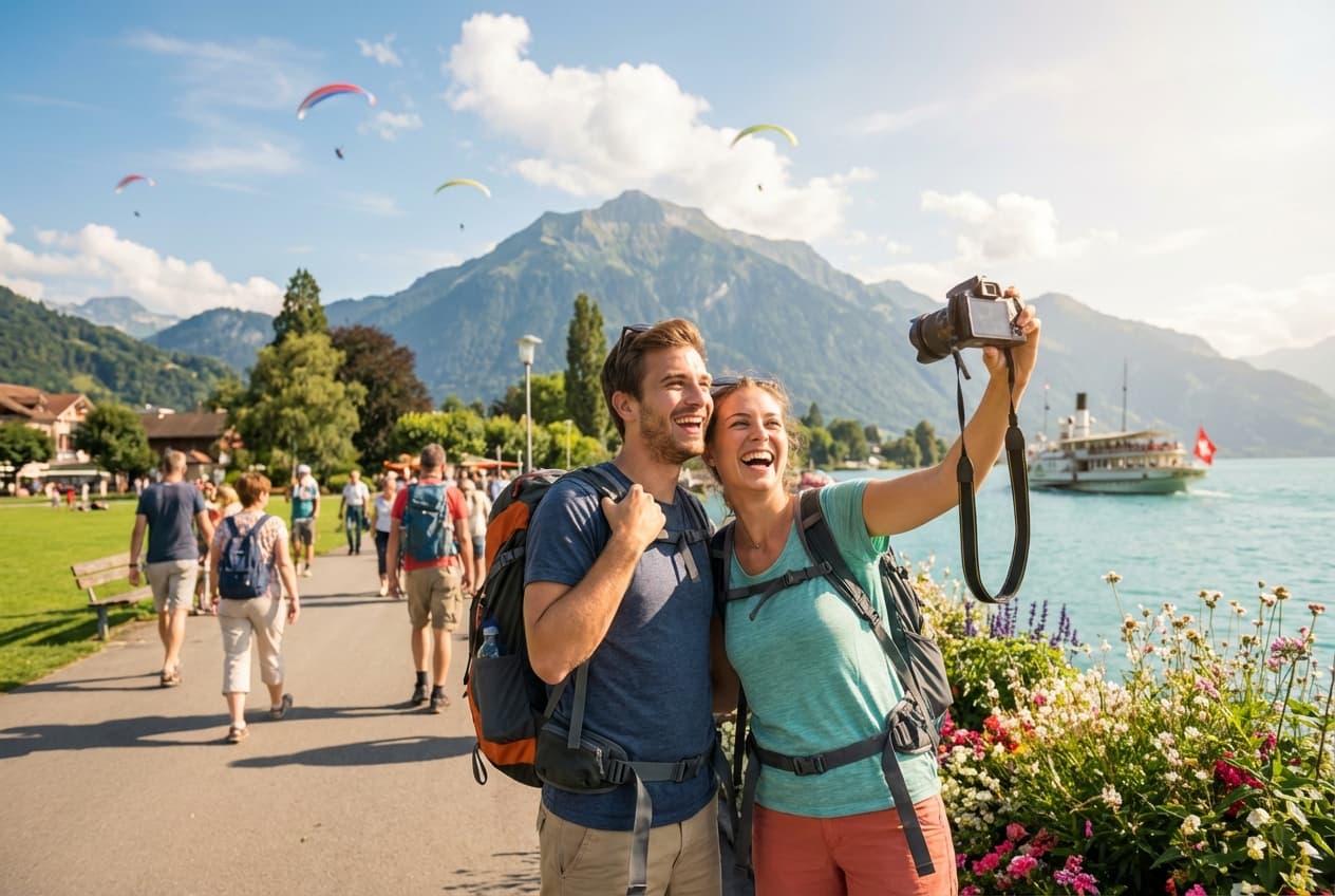 A Romantic Day in Interlaken — Lakeside Calm & Mountain Sunsets A Romantic Day in Interlaken — Lakeside Calm & Mountain Sunsets