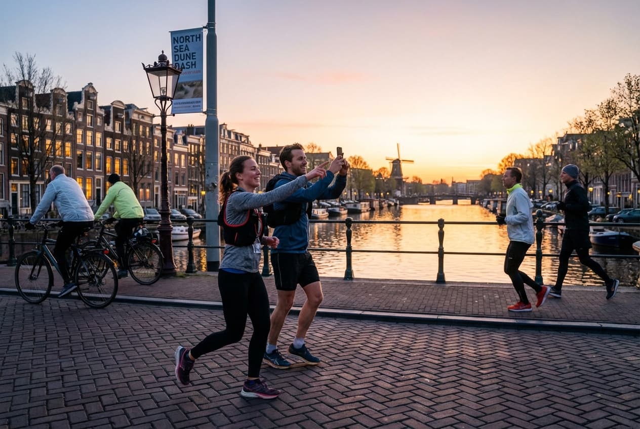 Canal Sunrise Loops & North Sea Dune Dash — 2-Day Runner's Blast in Amsterdam Canal Sunrise Loops & North Sea Dune Dash — 2-Day Runner's Blast in Amsterdam