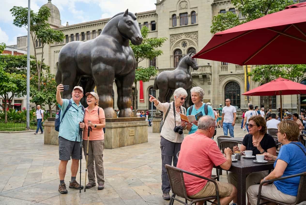 Medellín in 1 Day - Jardín Botánico: shaded paths and benches Medellín in 1 Day - Jardín Botánico: shaded paths and benches