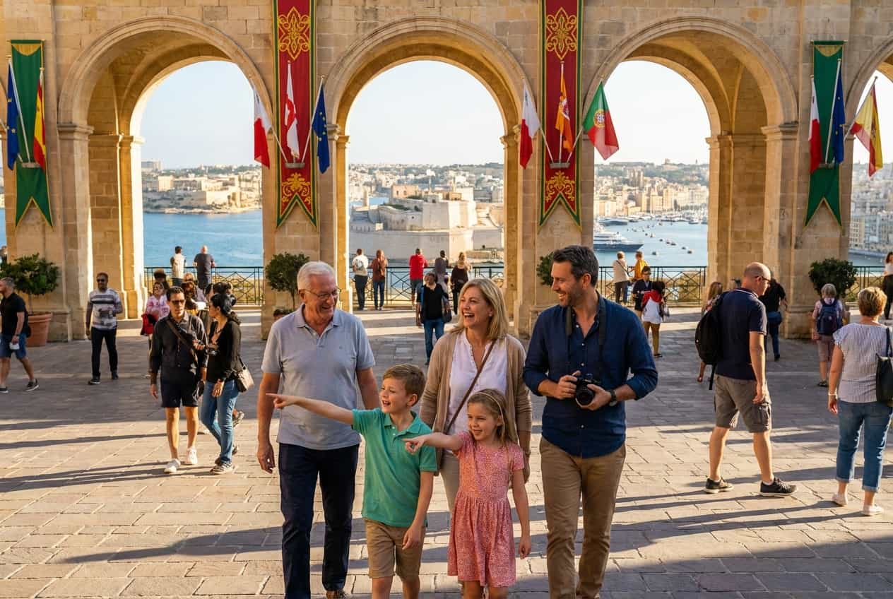 Valletta in 1 Days - Panoramic harbour views from Upper Barrakka Gardens with the Saluting Battery nearby Valletta in 1 Days - Panoramic harbour views from Upper Barrakka Gardens with the Saluting Battery nearby