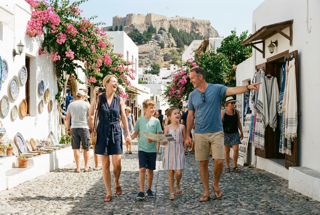 Family-friendly Lindos in a Day — Acropolis, Short Boat Trip & Taverna Dinner Family-friendly Lindos in a Day — Acropolis, Short Boat Trip & Taverna Dinner