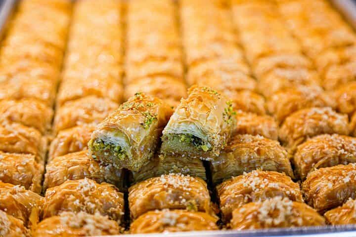 Mykonos in 1 Days - Tastings: souvlaki wrap, baklava, kourabie, spinsach pie and local spreads Mykonos in 1 Days - Tastings: souvlaki wrap, baklava, kourabie, spinsach pie and local spreads