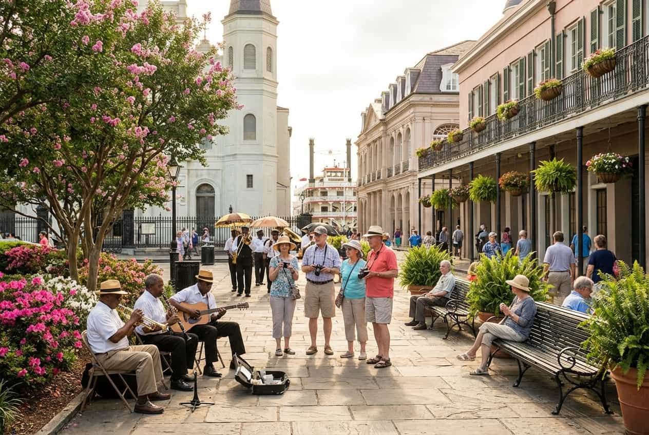 Gentle Jazz & Gardens: Porches, Parades, and the Mississippi — 3‑Day New Orleans Gentle Jazz & Gardens: Porches, Parades, and the Mississippi — 3‑Day New Orleans