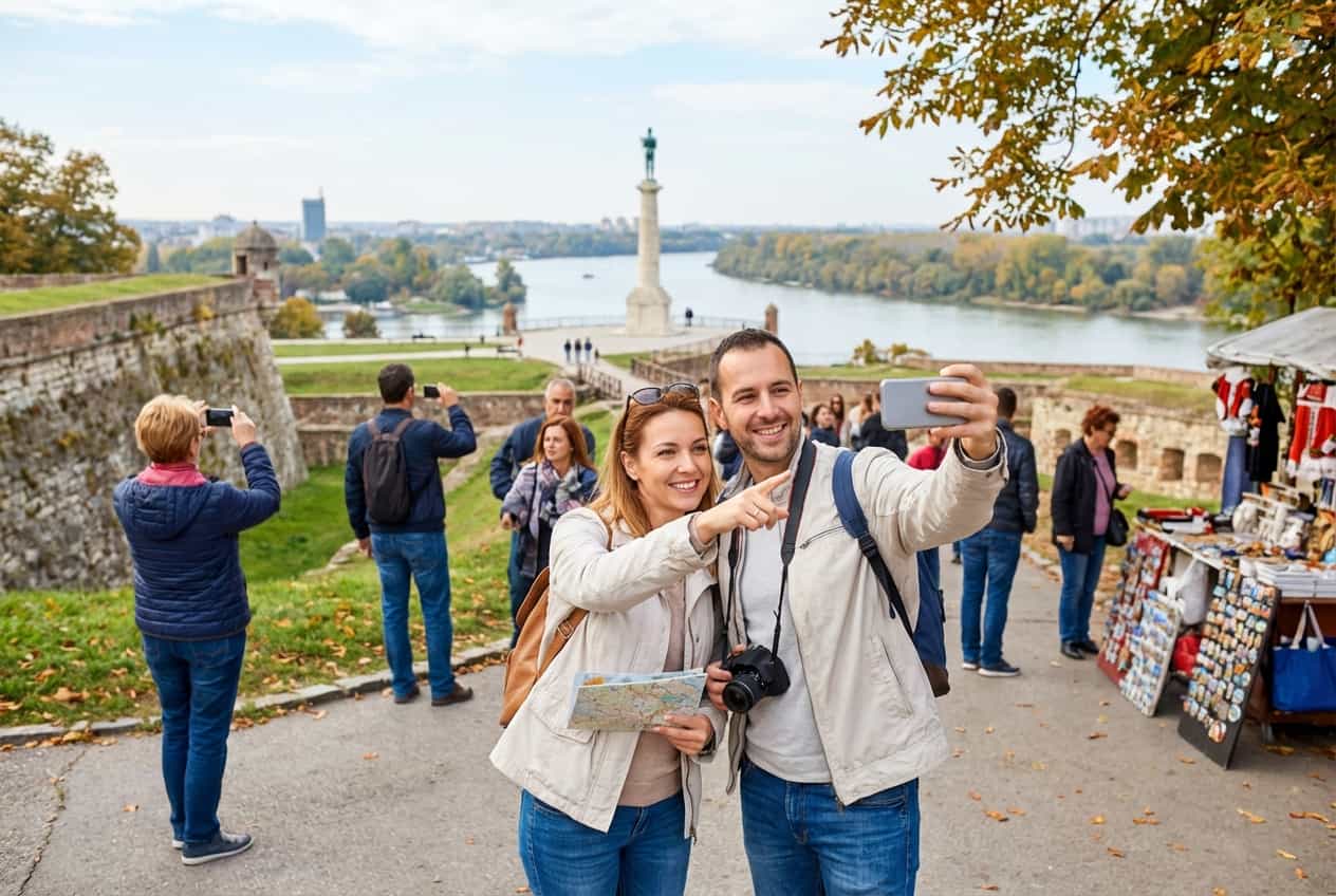 Belgrade in 1 Days - Sunset at Belgrade Fortress (Kalemegdan) overlooking the Sava–Danube confluence Belgrade in 1 Days - Sunset at Belgrade Fortress (Kalemegdan) overlooking the Sava–Danube confluence