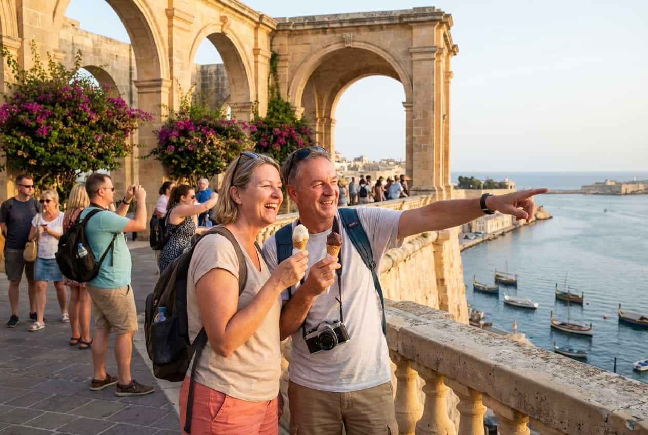 Valletta in 2 Days - Sunset at Upper Barrakka Gardens overlooking the Grand Harbour Valletta in 2 Days - Sunset at Upper Barrakka Gardens overlooking the Grand Harbour