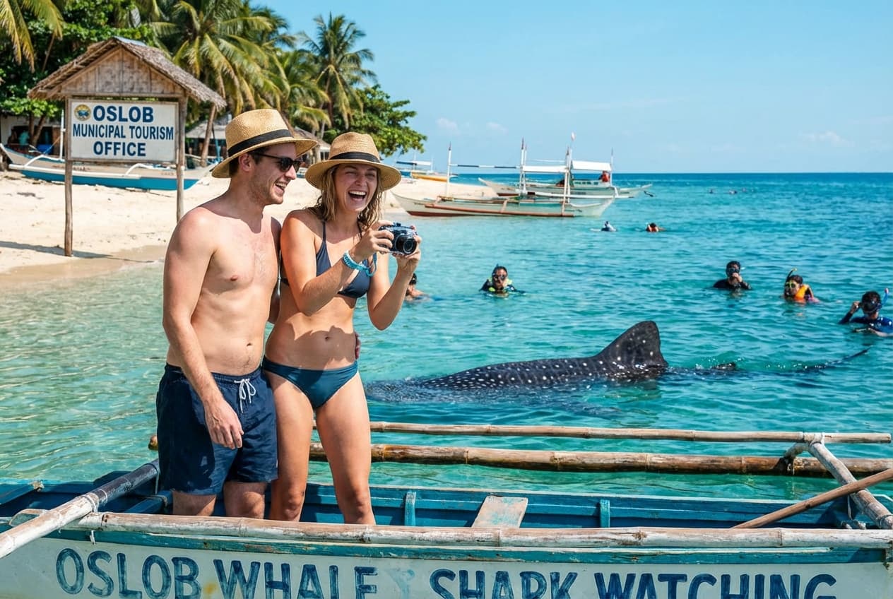 Romantic Day in Oslob: Waterfalls, Sumilon Sandbar & Sunset Cruise Romantic Day in Oslob: Waterfalls, Sumilon Sandbar & Sunset Cruise