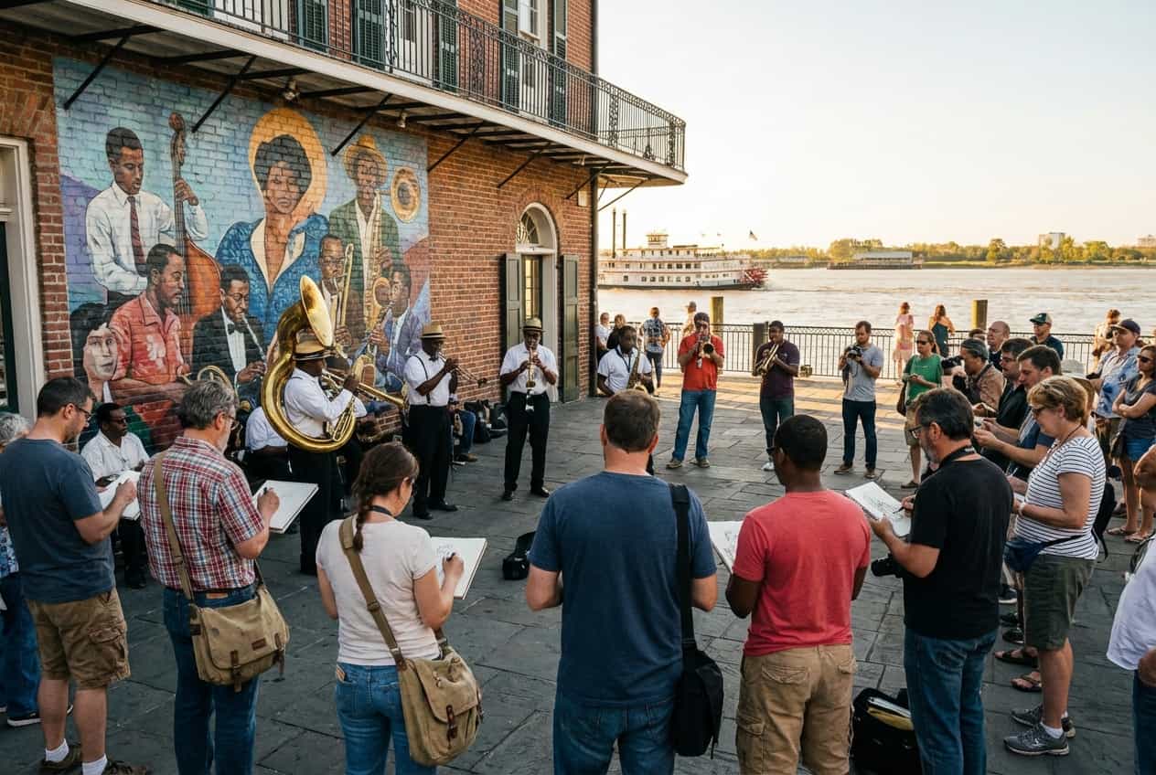 Sketching the Sound: Jazz, Murals & River Light — New Orleans (3 days) Sketching the Sound: Jazz, Murals & River Light — New Orleans (3 days)